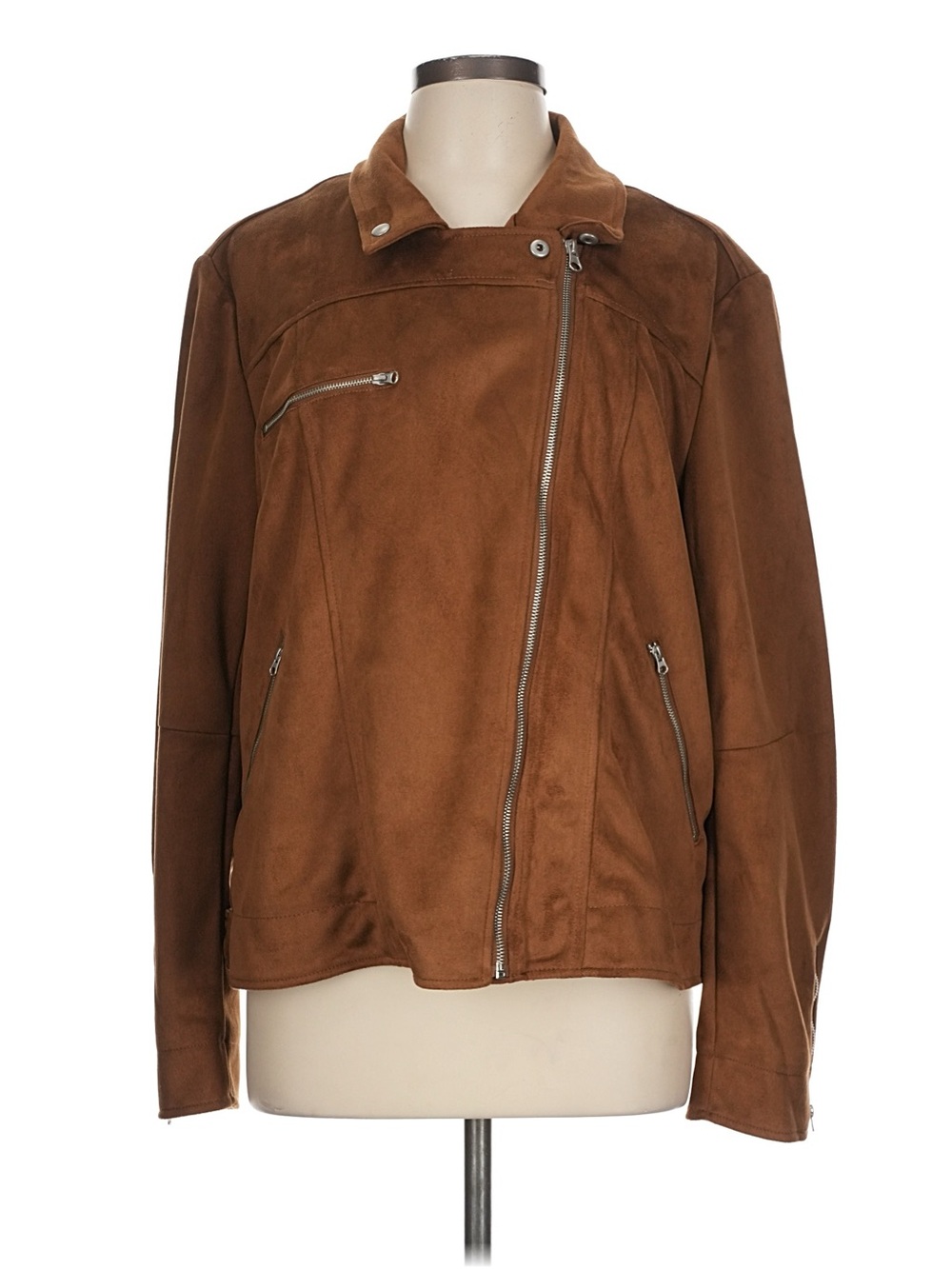 Anthropologie Large Asymmetrical Zip Jacket - Brown